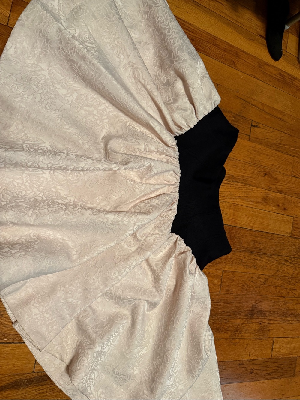 Maeve Ivory Jacquard Skater Skirt with Black Waistband